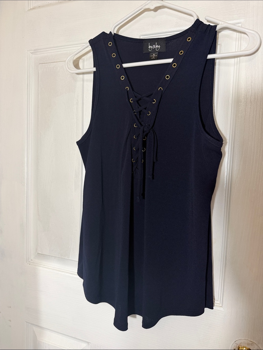 by & by Navy Lace-Up V-Neck Sleeveless Tank